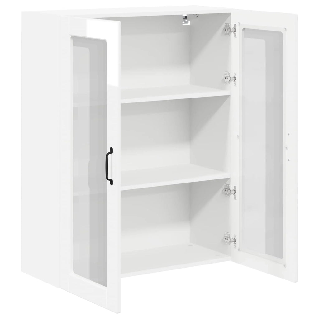 Pensile da cucina | Mobile in vetro da parete LUCCA Bianco Lucido 80 x 31 x 100 cm