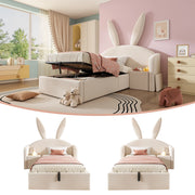 Letto imbottito idraulico 90x200 cm in velluto beige