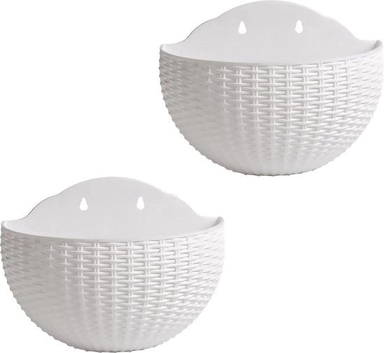 Porta piante Hanger per piante appese 2 pezzi - imitazione rattan per parete - stile europeo - vaso a forma semicircolare per piante - hanger per piante - per cancello veranda giardino balcone