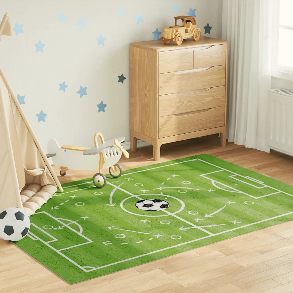 Tappeto del soggiorno | Tappeto Bambini Verde 160x230 Campo Calcio Lavabile