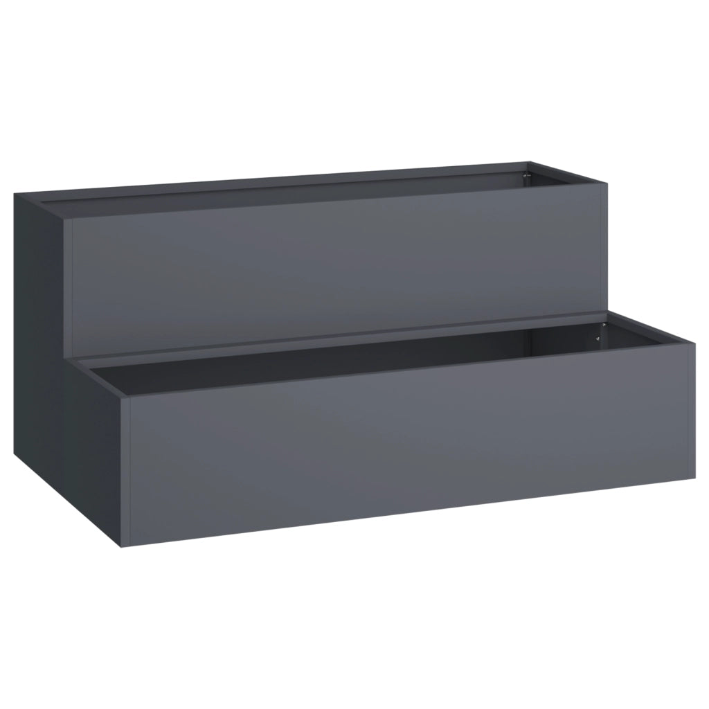 Fioriera da Giardino a Due Livelli 100x60x45 cm Antracite Plastica