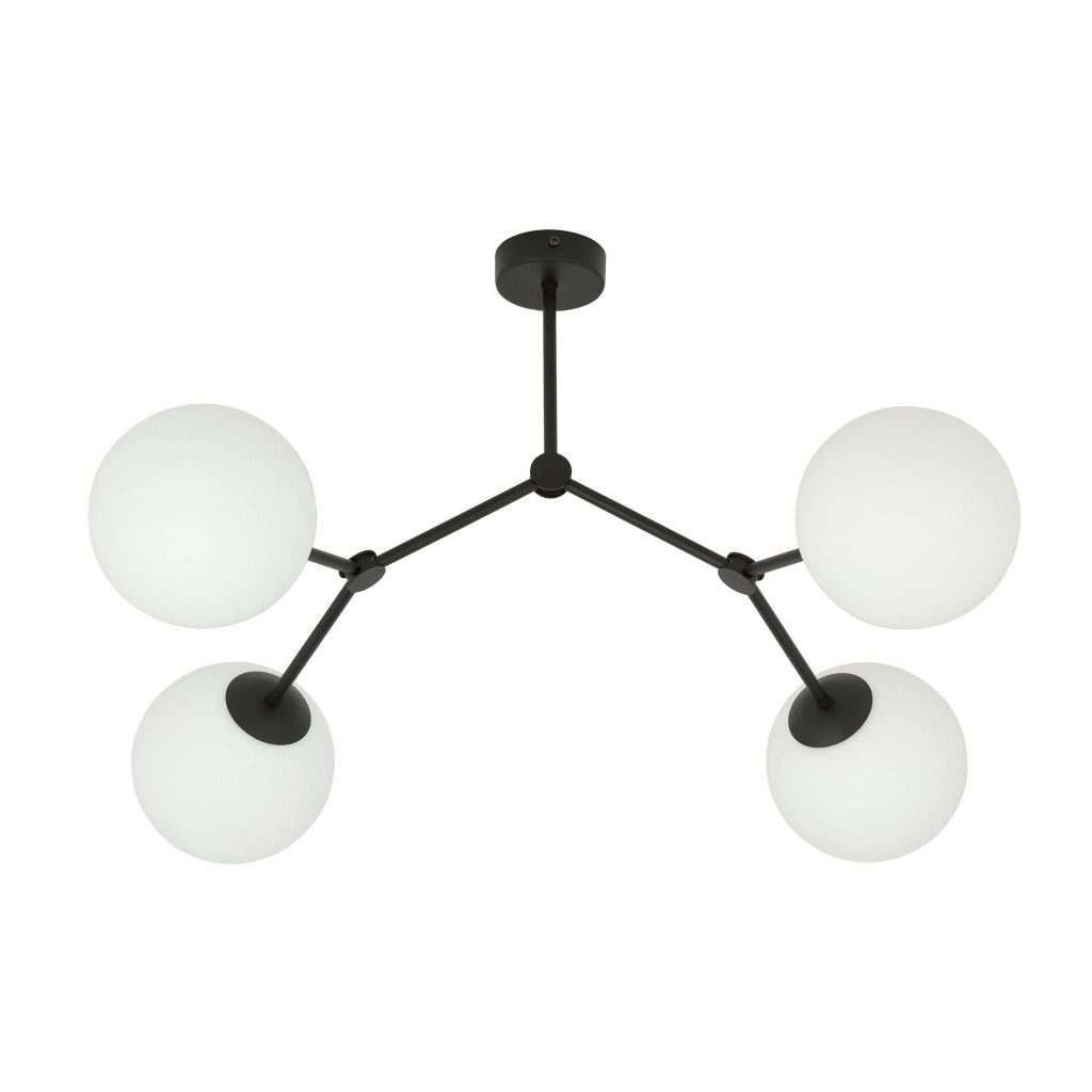 Plafoniera Emibig Space 4 Nero/Opale 4xE14 vetro 80cm