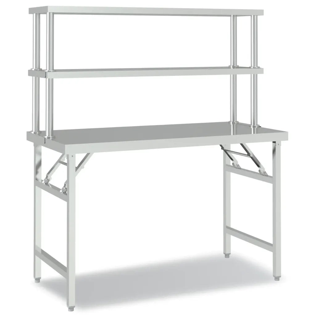 Tavolo Lavoro Cucina con Ripiano 120x60x145 cm Acciaio Inox CFW4671189
