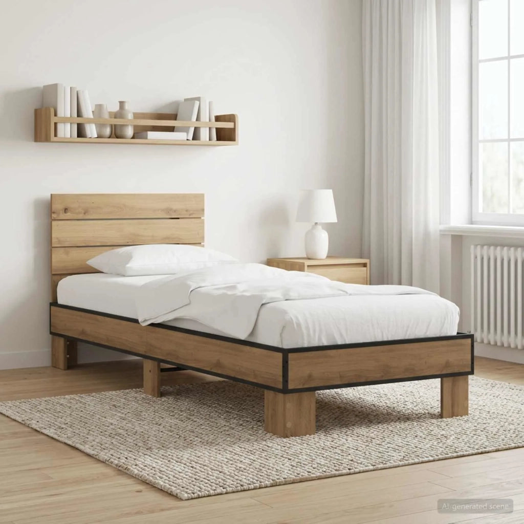 Struttura letto con testata Rovere Artigianale 80 x 200 cm 8009094