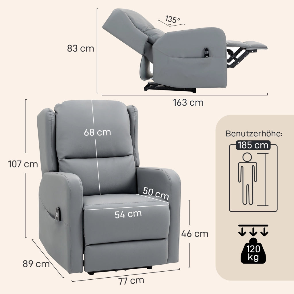 Poltrona massaggiante reclinabile elettrica ¨C zephmum ¨C similpelle grigio