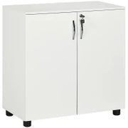 Vinsetto Armadietto per Documenti con Serratura, Armadio da Ufficio con 2 Ante e 2 Ripiani, Mobiletto Multiuso Portaoggetti con Maniglia in Lega di Alluminio, per Casa Ufficio, 80x40x80 cm, Bianco