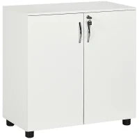 Vinsetto Armadietto per Documenti con Serratura, Armadio da Ufficio con 2 Ante e 2 Ripiani, Mobiletto Multiuso Portaoggetti con Maniglia in Lega di Alluminio, per Casa Ufficio, 80x40x80 cm, Bianco