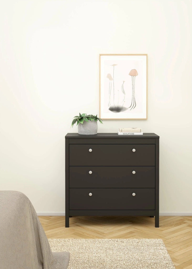 Cassettiera Sagar, Settimino multiuso, Comò camera da letto, Mobile con cassetti, 82x38 h80 cm, Nero