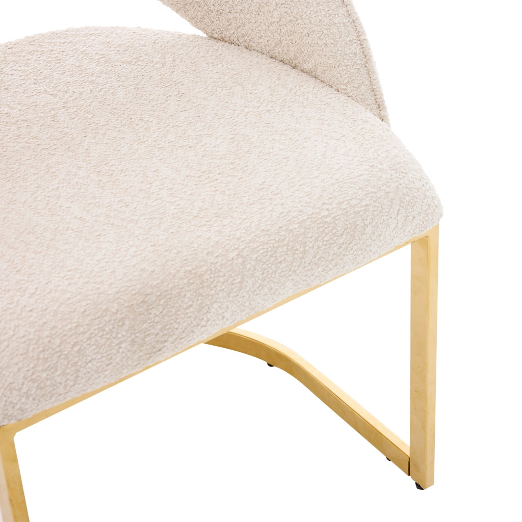 SEDIA Bouclé Beige e Oro Set da 2 pezzi