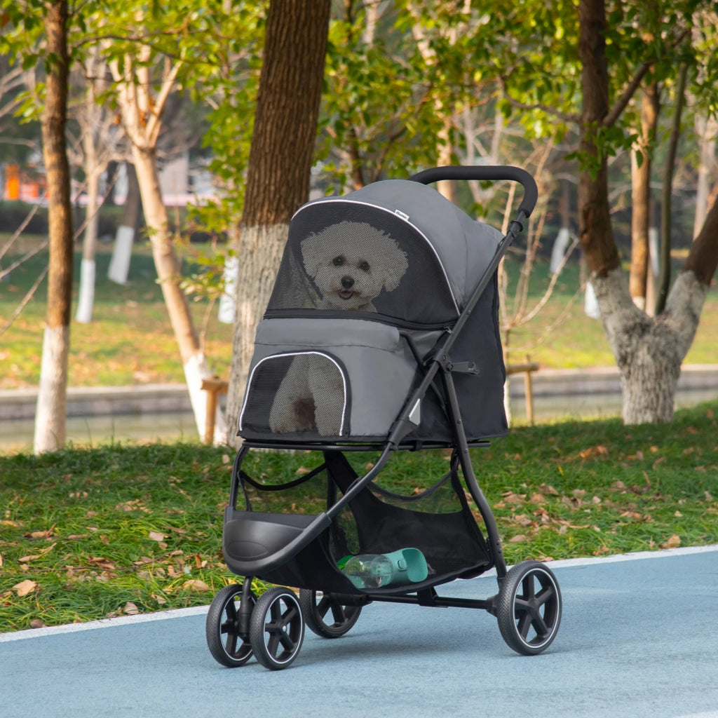 Carrello Pieghevole per Animali Domestici ¨C zephmum ¨C Grigio 83x55x101 cm