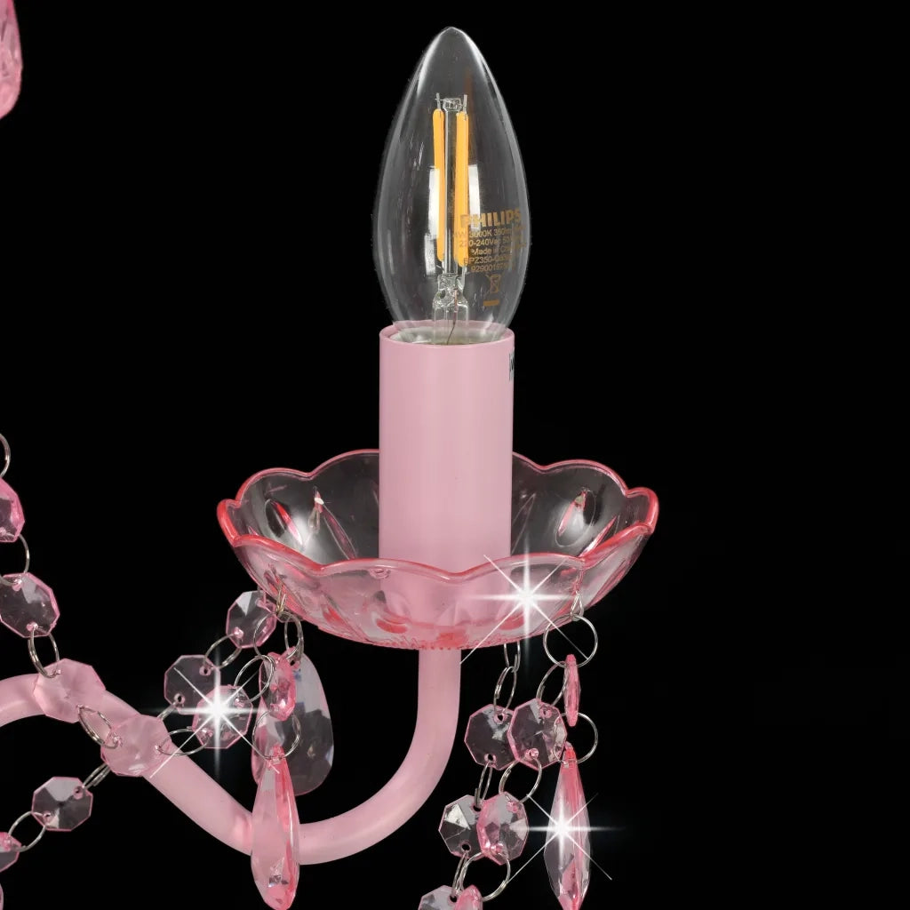 Lampadario con Perline Rosa Tondo 3 E14 CFW1549401