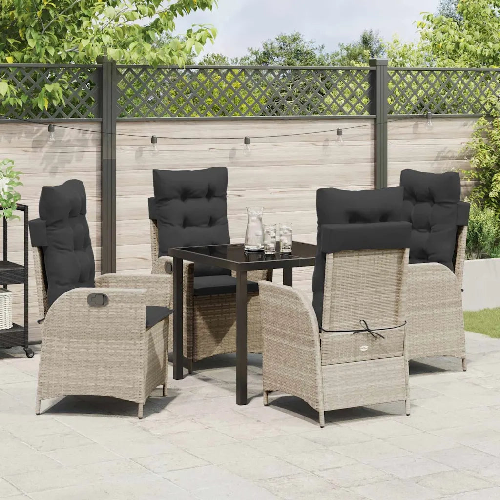 Set da Pranzo per Giardino 5 pcs Grigio chiaro polyrattan 3380520