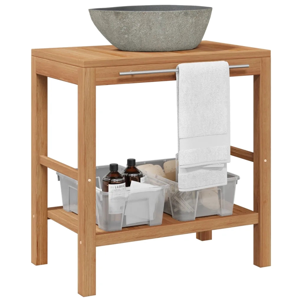Mobile Bagno in Massello di Teak con Lavabo in Pietra di Fiume 246496