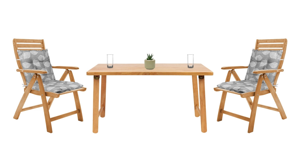 Set Cuscini Sedia Con Schienale Imbottiti Con Laccetti Banda Elastica 40 x 80 Cm FoliageGrigio - 2 Pezzi