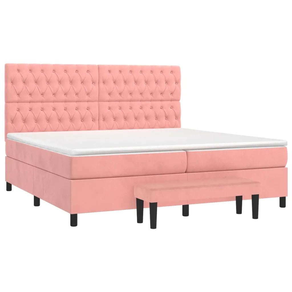 Giroletto a Molle con Materasso Rosa 200x200 cm in Velluto 3138048