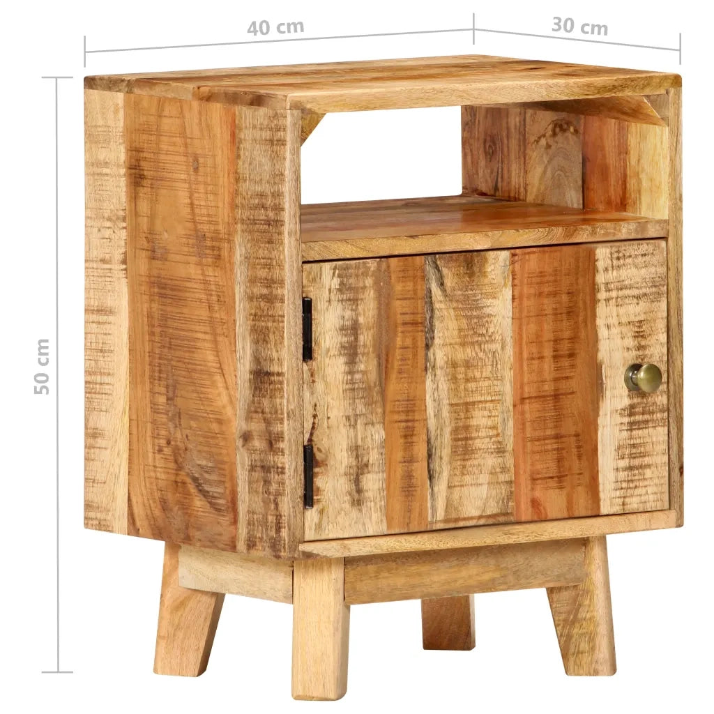 Comodino | Armadio da Notte | Mobiletto da notte 40x30x50 cm in Legno di Mango Grezzo
