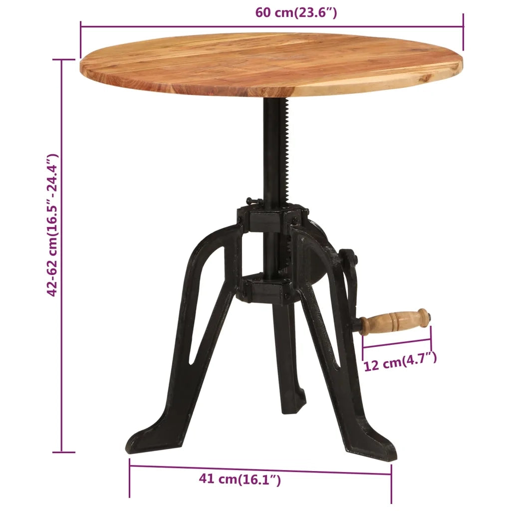 Tavolino 60x(42-62) cm in Legno Massello di Acacia e Ghisa cod mxl 23933
