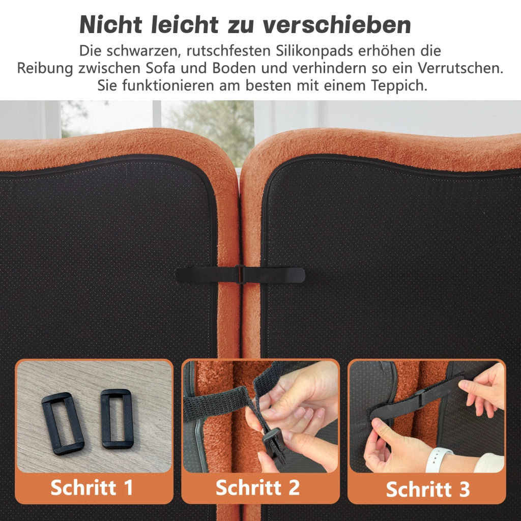 DIVANO Modulare angolare con pouf in velluto arancione