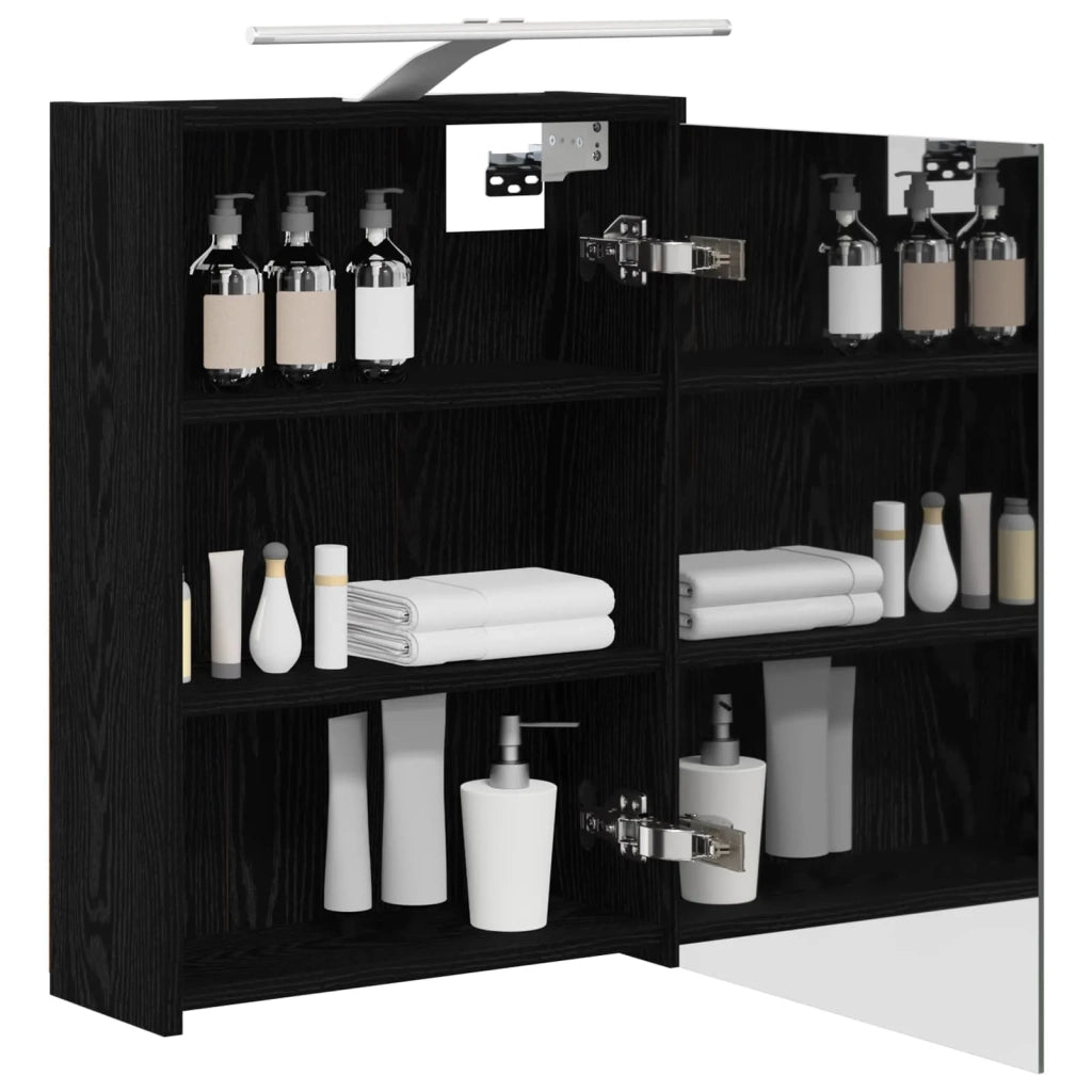 Mobiletto per specchio da bagno Rovere Nero 43 x 16 x 62.5 cm 889144
