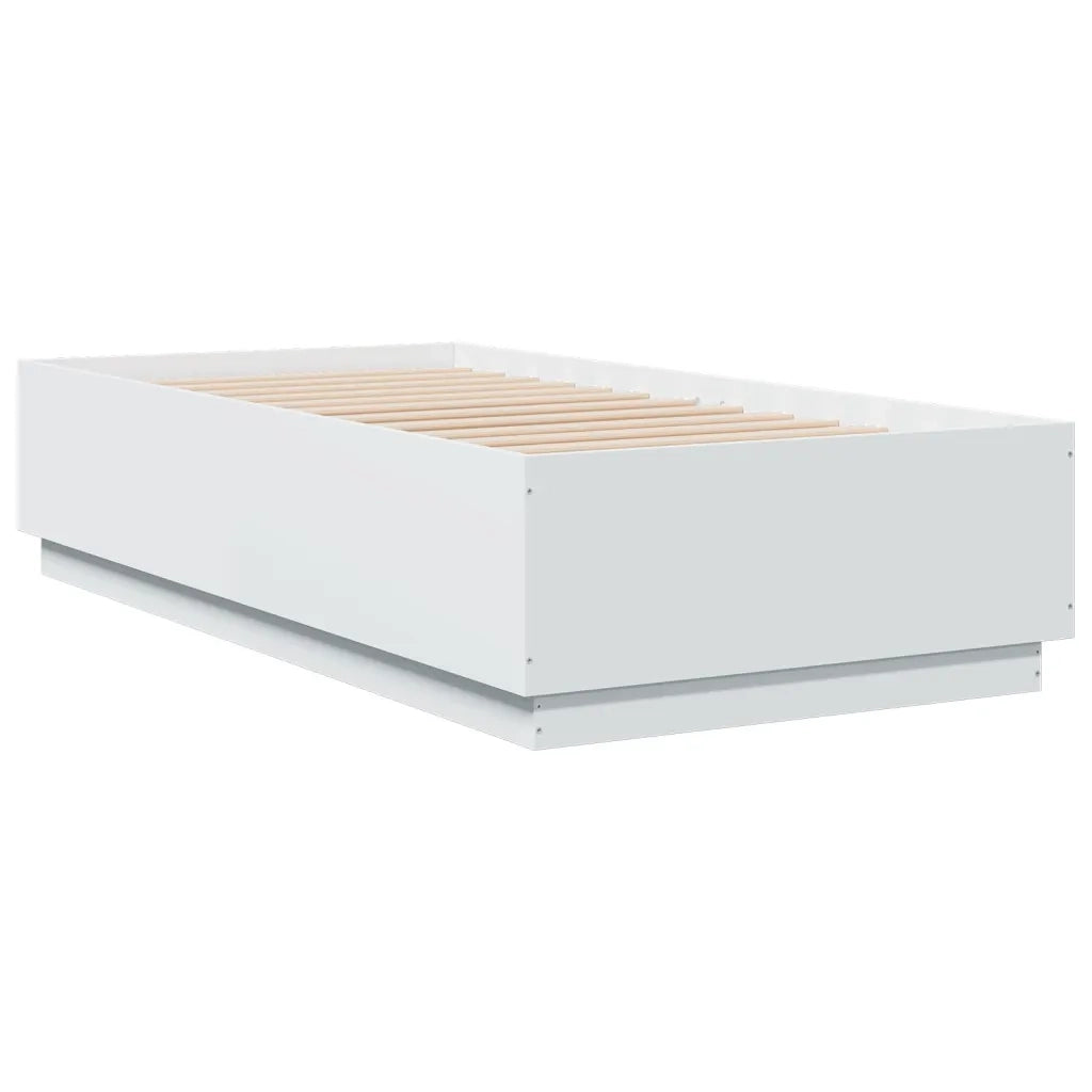Letto singolo | Letto per adulti | Giroletto con Luci LED Bianco 75x190 cm in Legno Multistrato