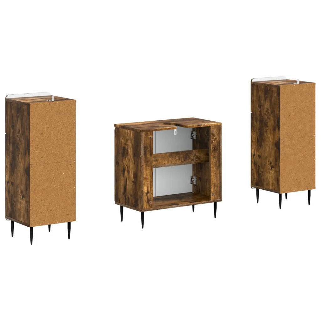 Set di Armadi da Bagno da 2 Pezzi HAARLEM Rovere Fumo 3418022