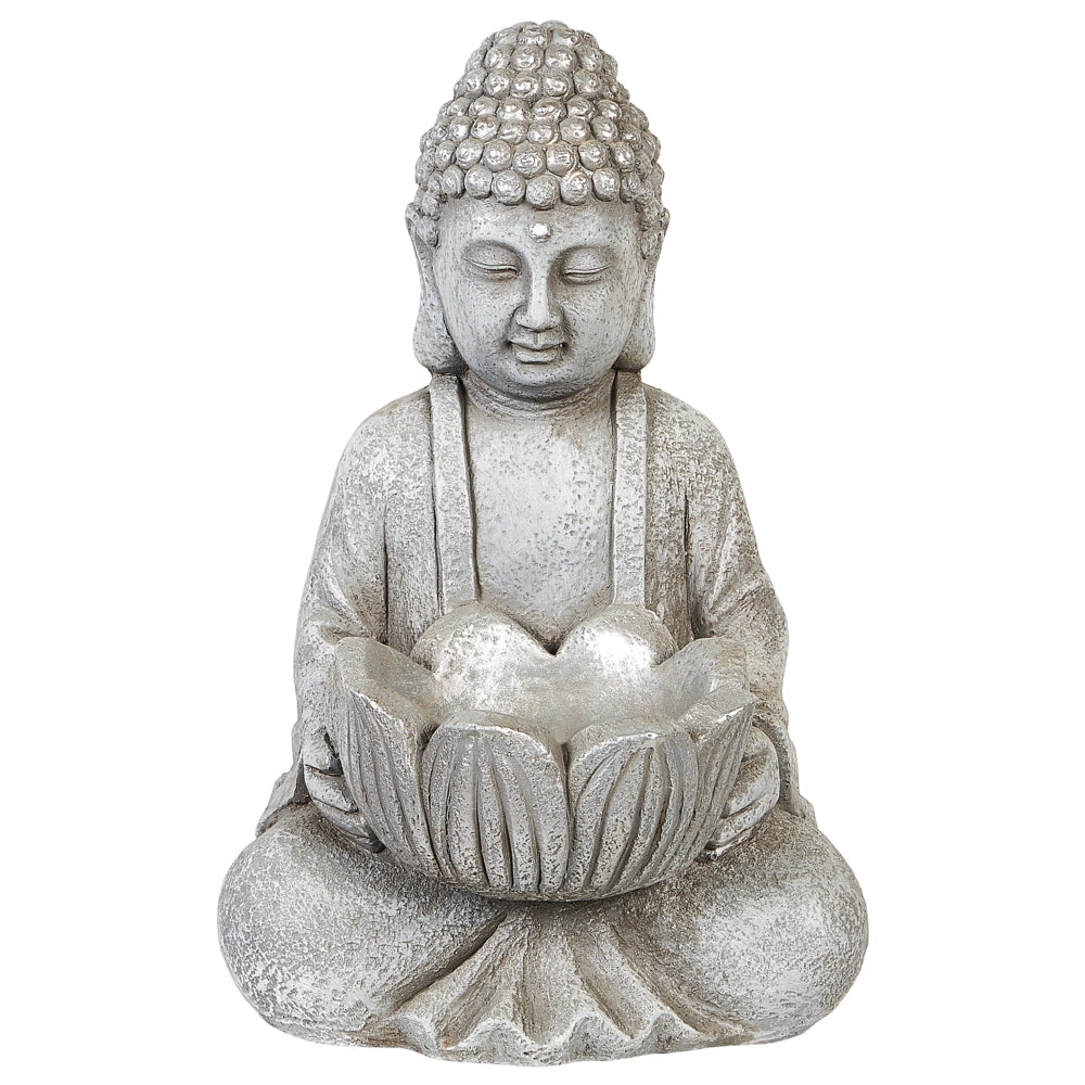 Figura decorativa Grigio MgO 44 cm Pezzo d'accento Budda Decorazione per interni esterni Soggiorno