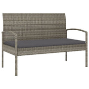 Panca da giardino arredo da giardino per esterni con cuscino grigio 105 cm resina intrecciata 02_0011506