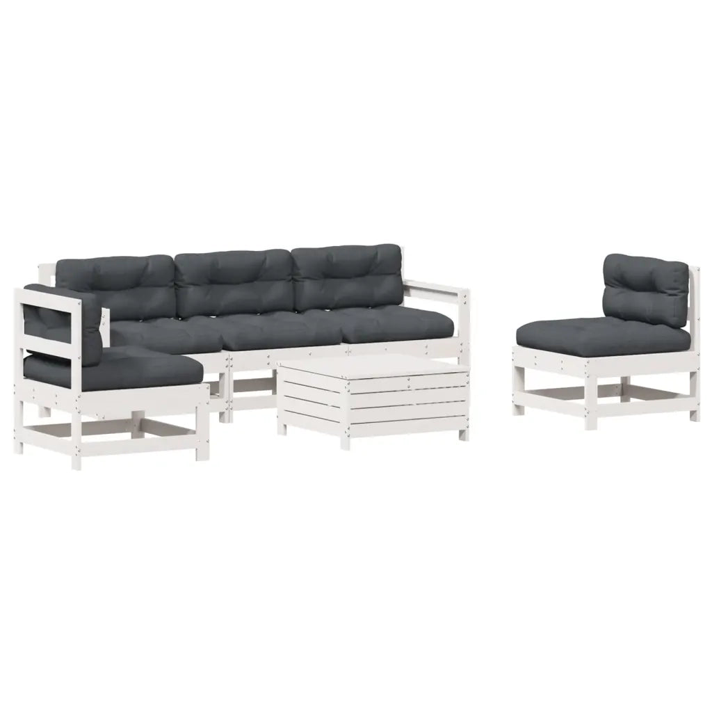Set Salotto da Giardino 6 pz Bianco in Legno Massello di Pino 3250733