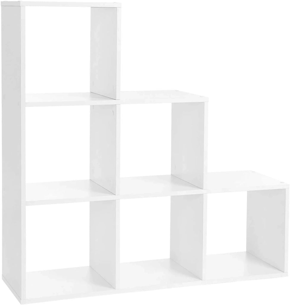 Scaffale per scale 6 scomparti 97,5 x 29 x 97,5 cm per libreria soggiorno camera da letto bianco 12_0000564