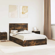 Letto con Contenitore con testiera Rovere fumé 135 x 190 cm