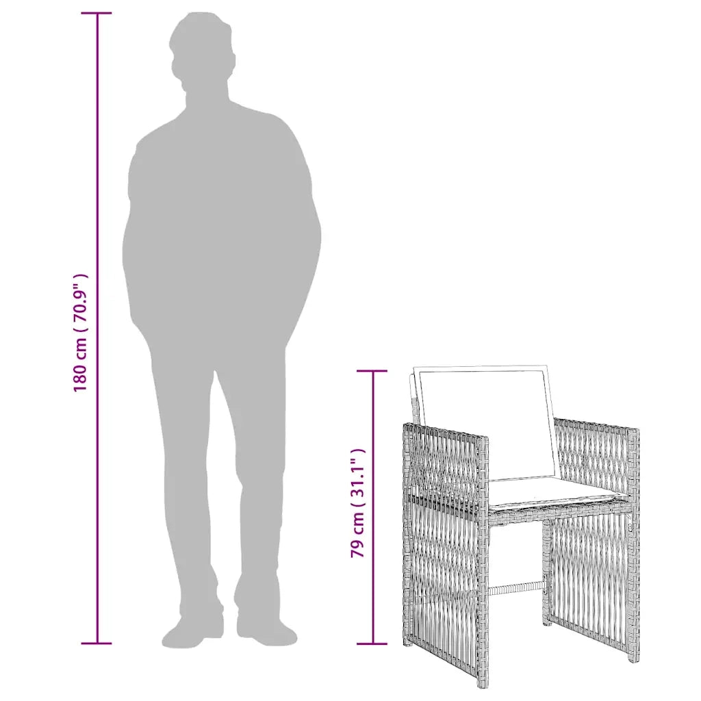 Set da Pranzo da Giardino 17pz con Cuscini Grigio in Polyrattan 3211727