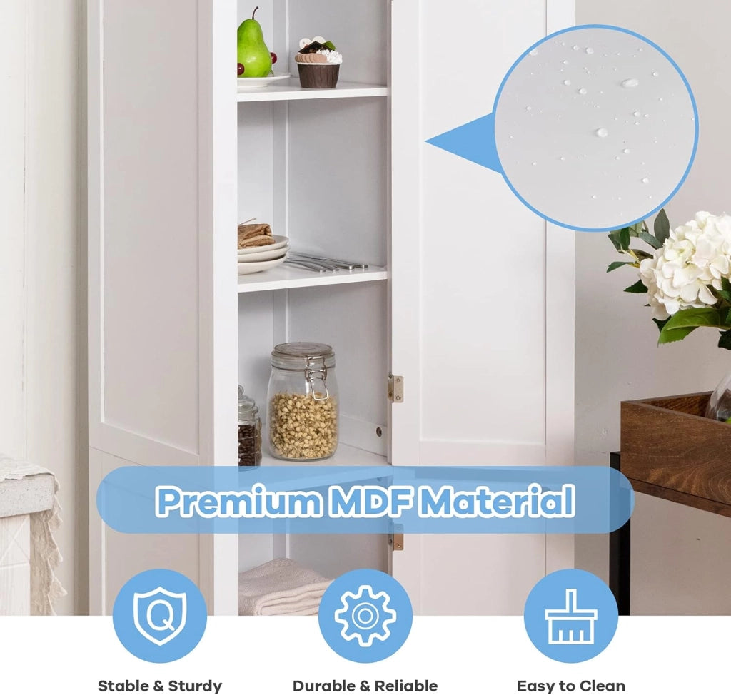 Mobile Portaoggetti da Bagno a 5 Livelli con Ante e Scomparti, Organizer per WC, Cucina e Soggiorno, 38 x 38 x 160 cm, 3 Colori