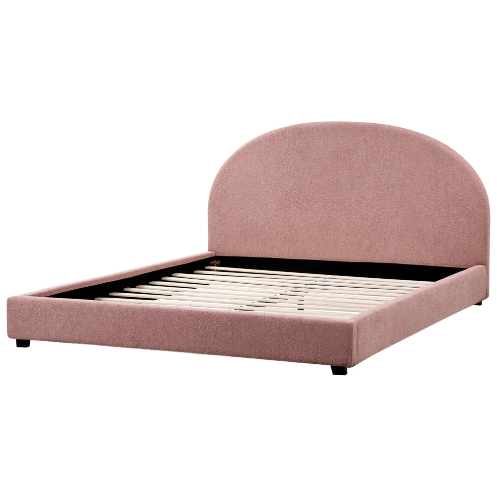 Letto rosa pastello in Boucle 180 x 200 cm Design minimalista retrò