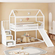 Letto a soppalco per bambini 90x200 cm con scivolo e scala contenitore