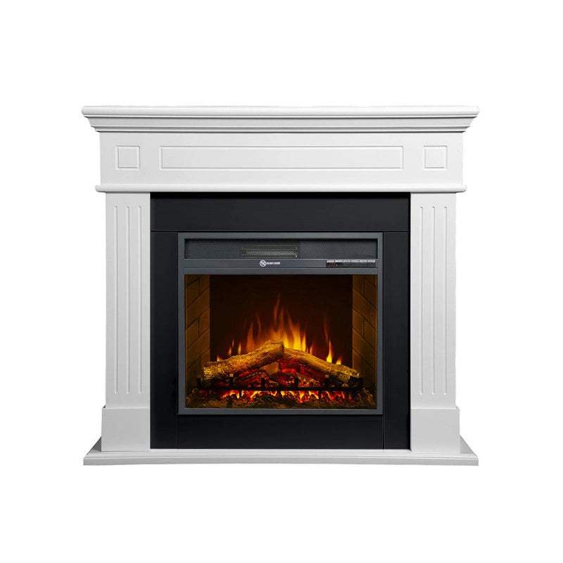 Camino elettrico caminetto da terra CAMBRIDGE in legno Bianco 110x25x95h