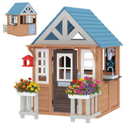 Casetta bambini in legno con cucina gioco ¨C zephmum ¨C marrone