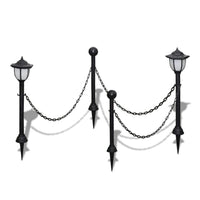 Barriera a catena 2 lampade solari e 2 pali luminosi decorativi 2402026