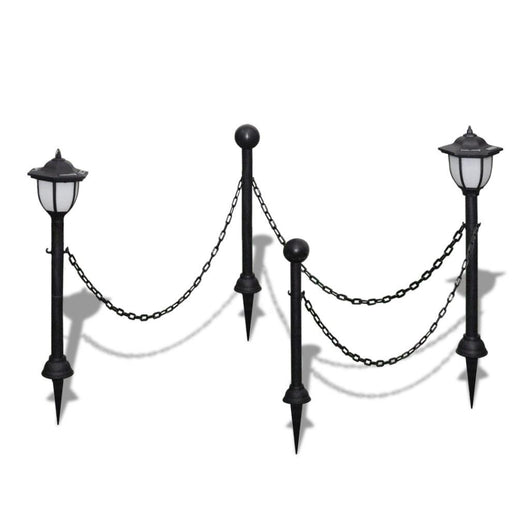 Barriera a catena 2 lampade solari e 2 pali luminosi decorativi 2402026