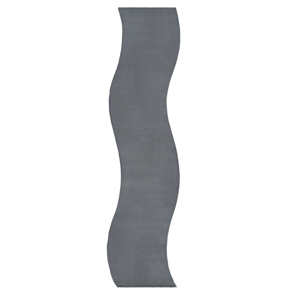 Tappeto Grigio Scuro in Ecopelliccia 80 × 300 cm a Pelo Lungo con Retro in Poliestere per Soggiorno e Corridoio Moderni