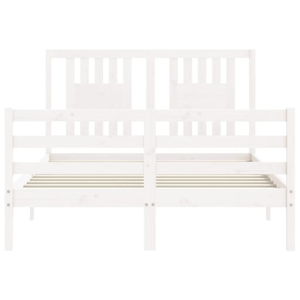 Giroletto con Testiera-Struttura Letto con testiera Bianco 140x190 cm in Legno Massello 234726