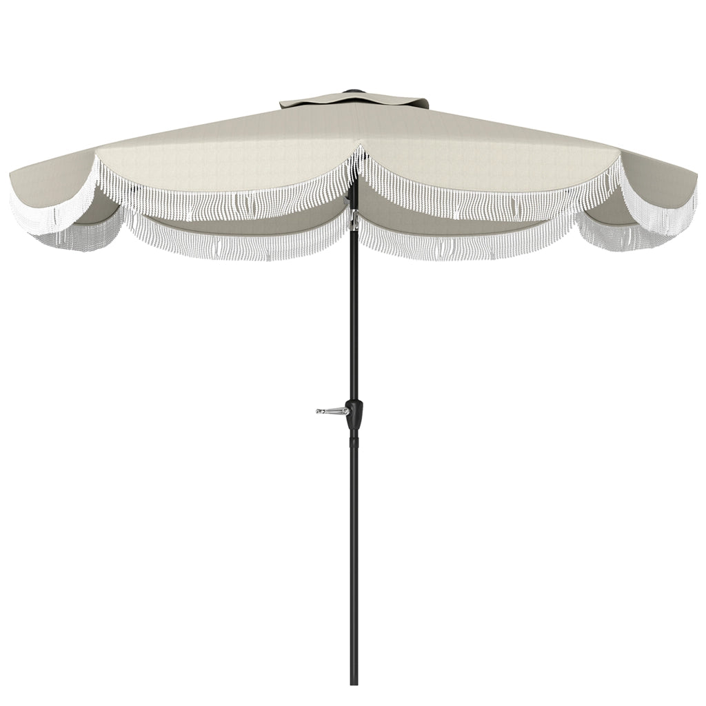 Ombrellone da Giardino Rotondo 2.7x2.4 m con Manovella, in Metallo e Poliestere, Grigio Chiaro