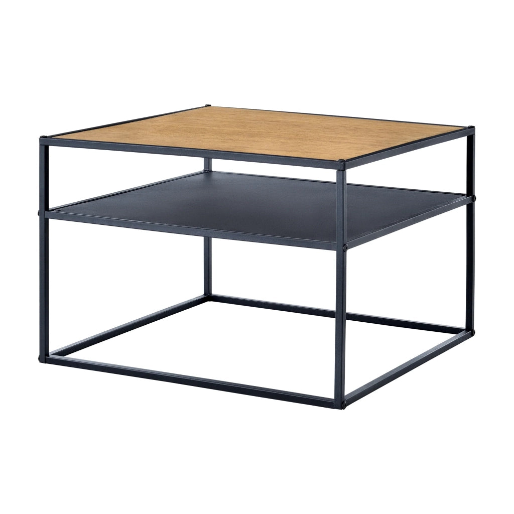 Tavolino quadrato 40 x 55 x 55 cm con vano contenitore effetto legno nero 03_0008431