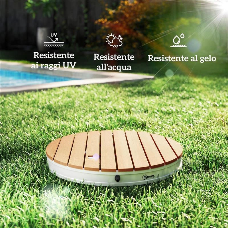 DOCCIA DA GIARDINO PORTATILE CON ALTEZZA FINO A 4 M E GETTI D'ACQUA REGOLABILI, EFFETTO LEGNO