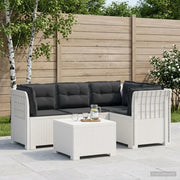Divano da giardino 4 posti con cuscini aspetto rattan PP Bianco 3444023