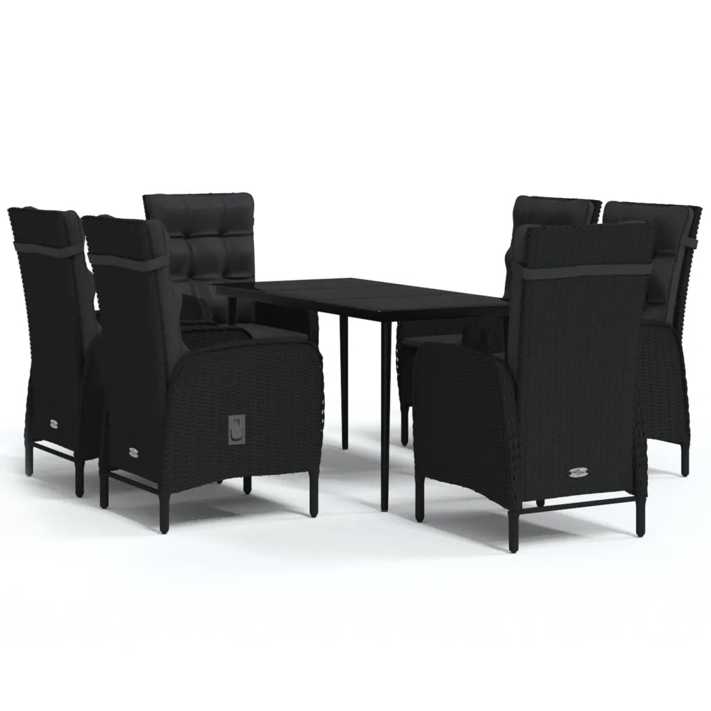 Set da Pranzo da Giardino 7 pz con Cuscini Nero cod mxl 44613
