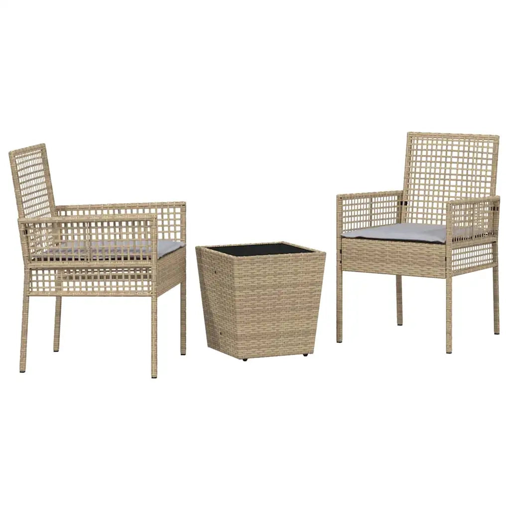 Set Bistro da Giardino 3 pcs Beige polyrattan 3334958