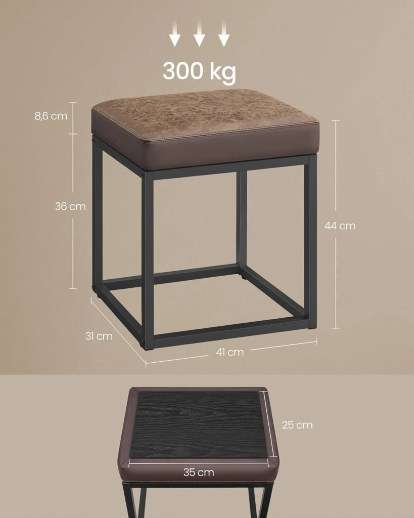 LUIZ Collezione - Sgabello Rettangolare, Sgabello da Trucco, Poggiapiedi, Piano Reversibile, Tavolino, Portata 300 kg, per Camera da Letto Soggiorno Ingresso, Marrone Noce LOM079K01