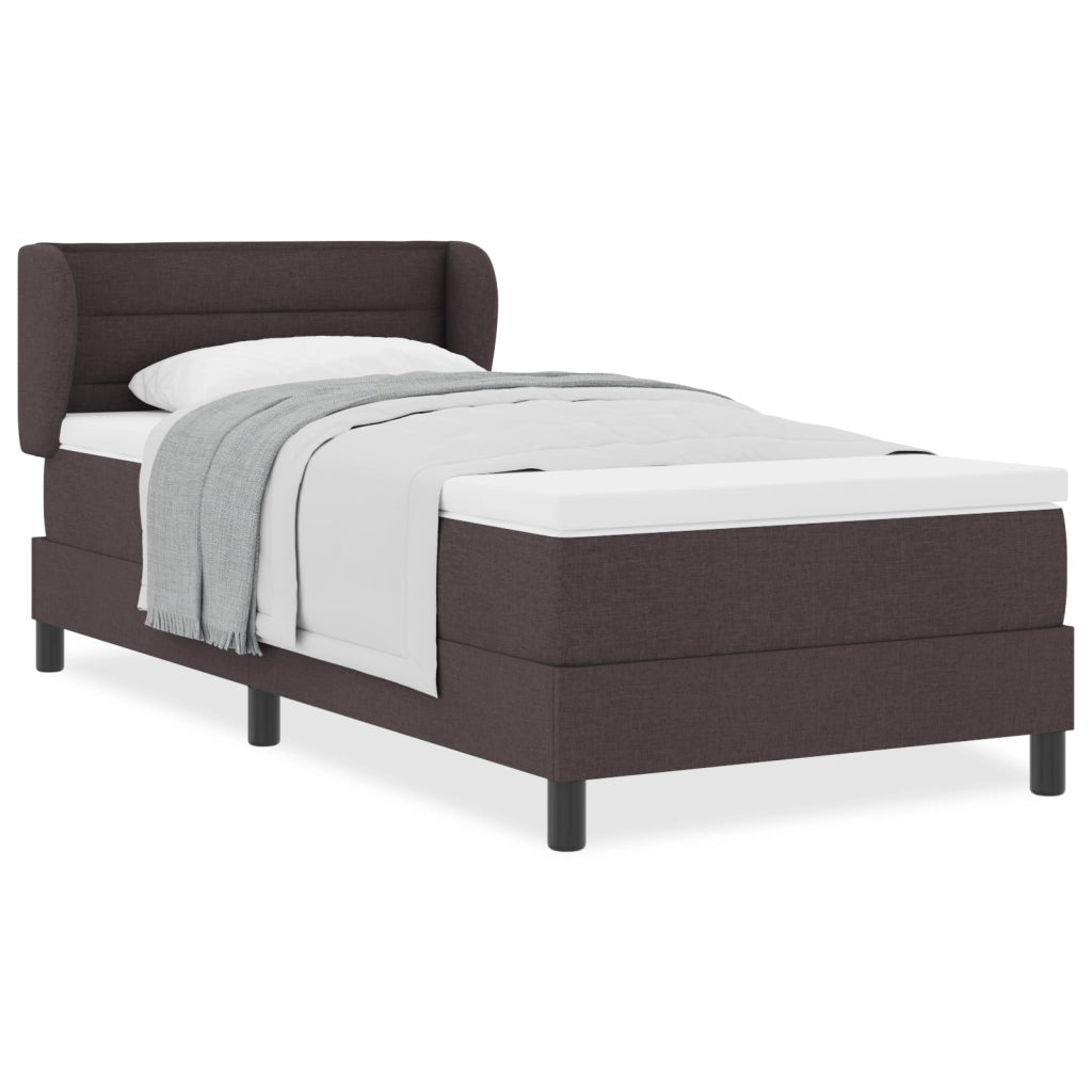 Letto Box Spring  con Materasso - Marrone Scuro, 80x200 cm, Tessuto