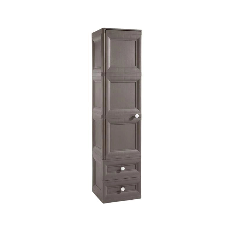 ARMADIO 1 APPENDIABITI WENGÉ 40X43X164 CM CON RIPIANO INTERMEDIO E 2 CASSETTI PICCOLI – MOBILE VERTICALE ORGANIZZAZIONE CASA PER INGRESSO E CAMERA