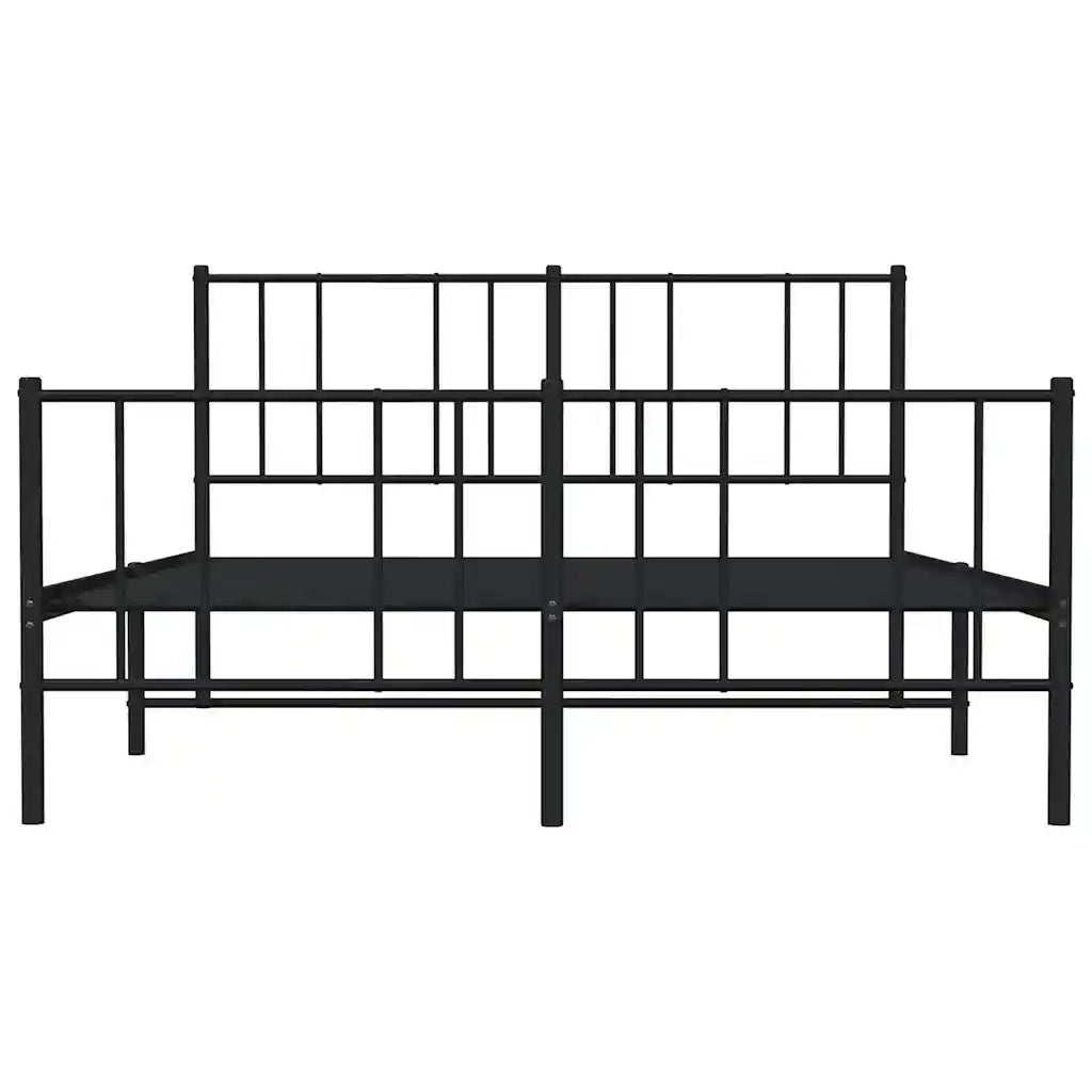 Giroletto con Testiera e Pediera Metallo Nero 140x190 cm 352498